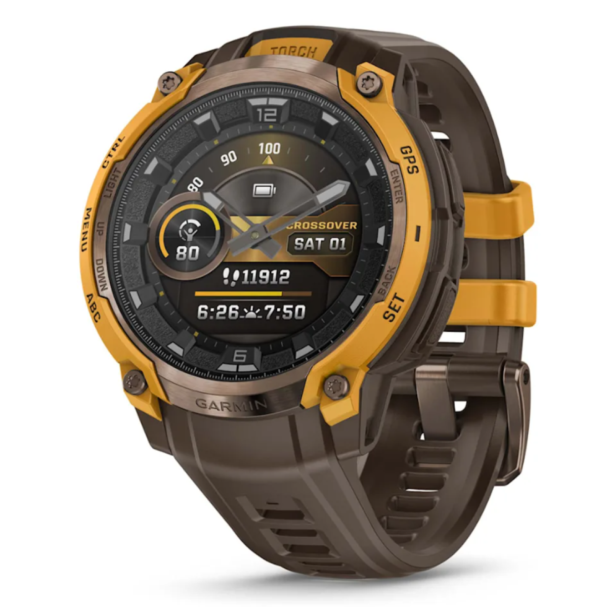 Garmin 010-03398-41 Instinct Crossover AMOLED 實體指針GPS智慧錶 (流沙棕)